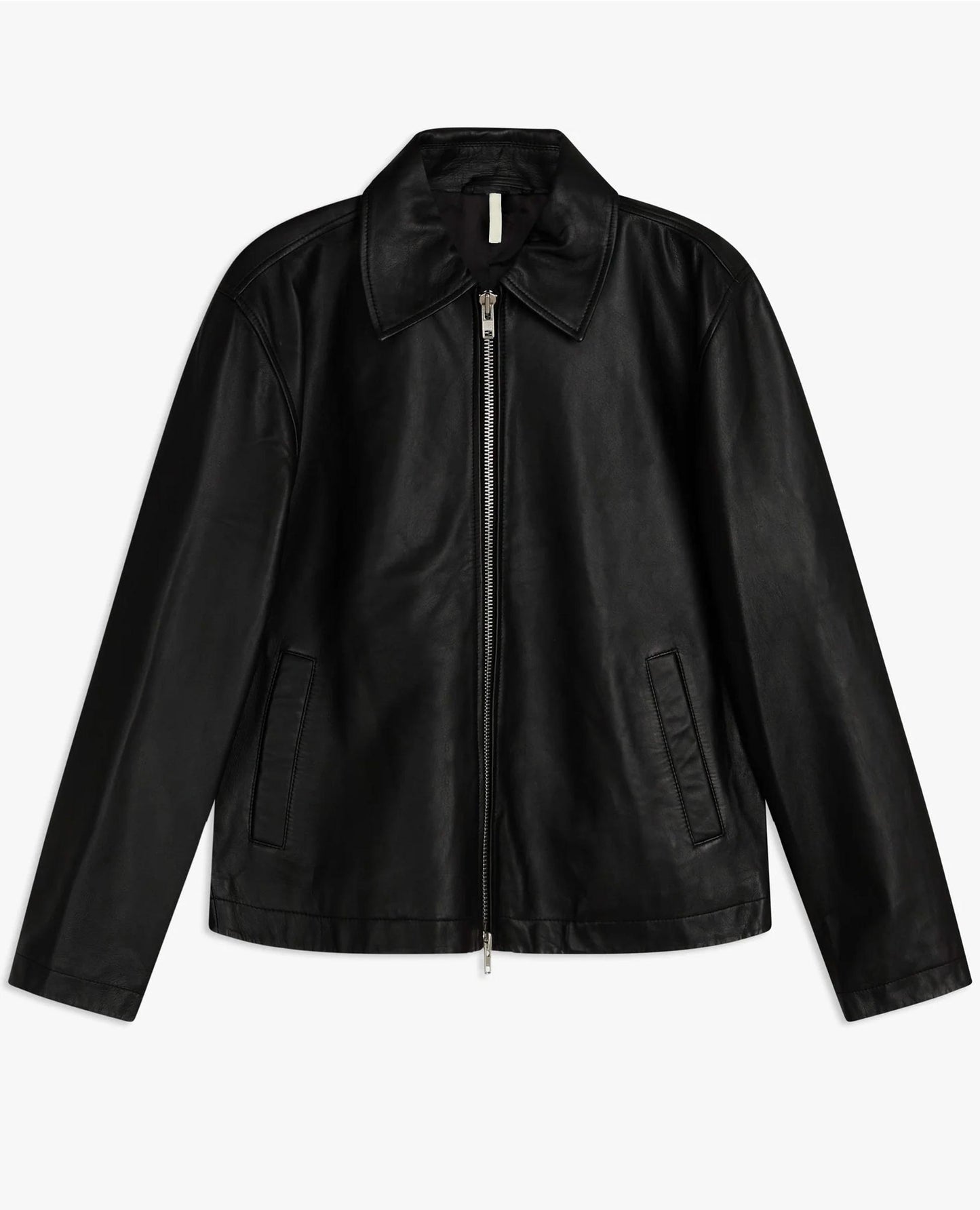 SHORT LEATHER JACKET . BLACK