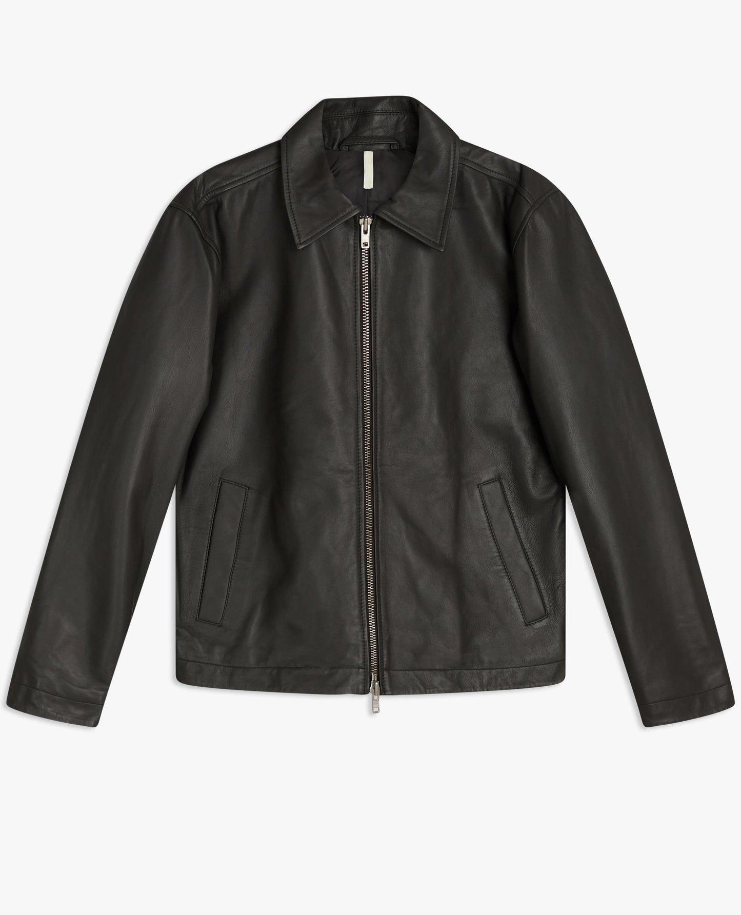 SHORT LEATHER JACKET . GREY