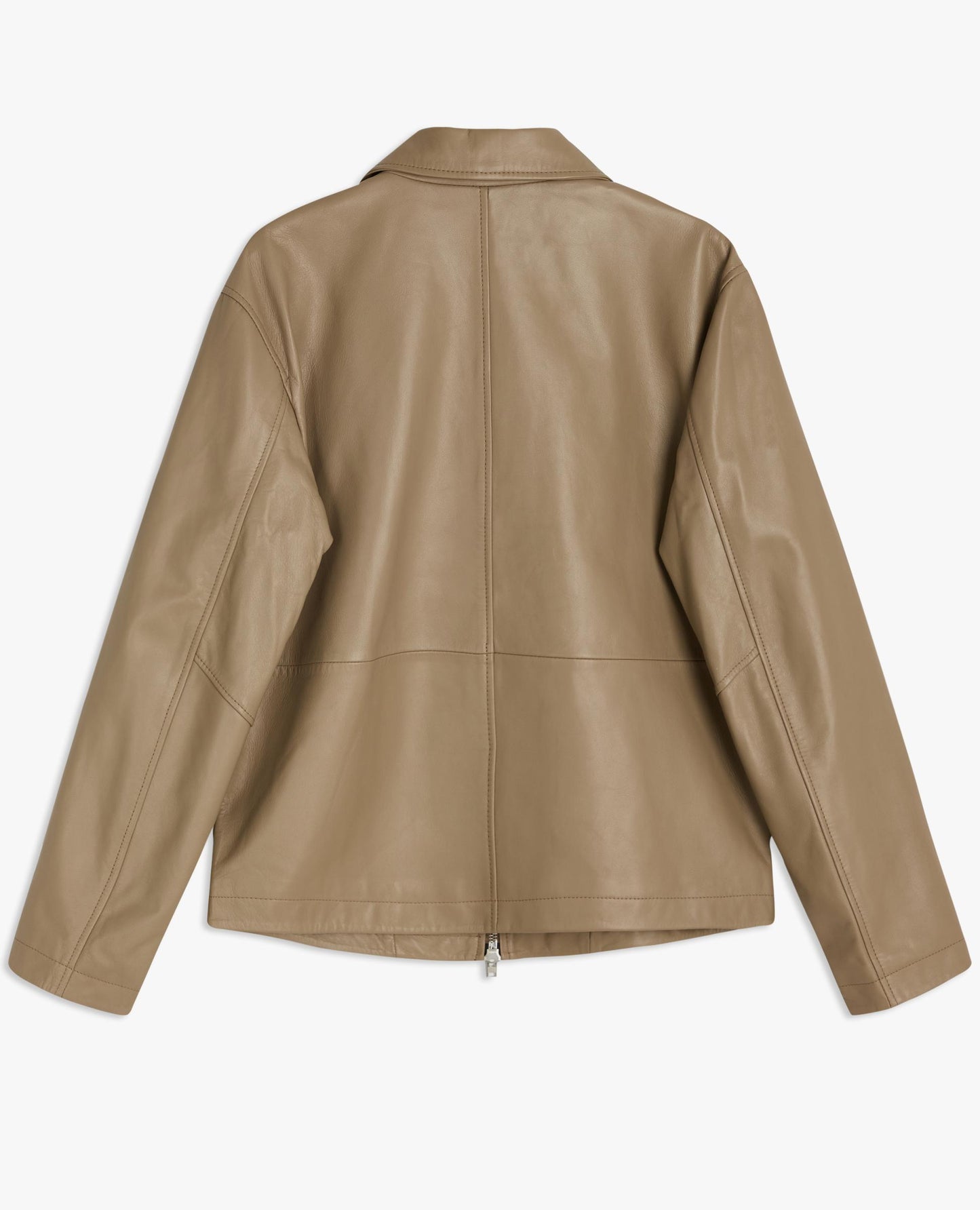 SHORT LEATHER JACKET . KHAKI