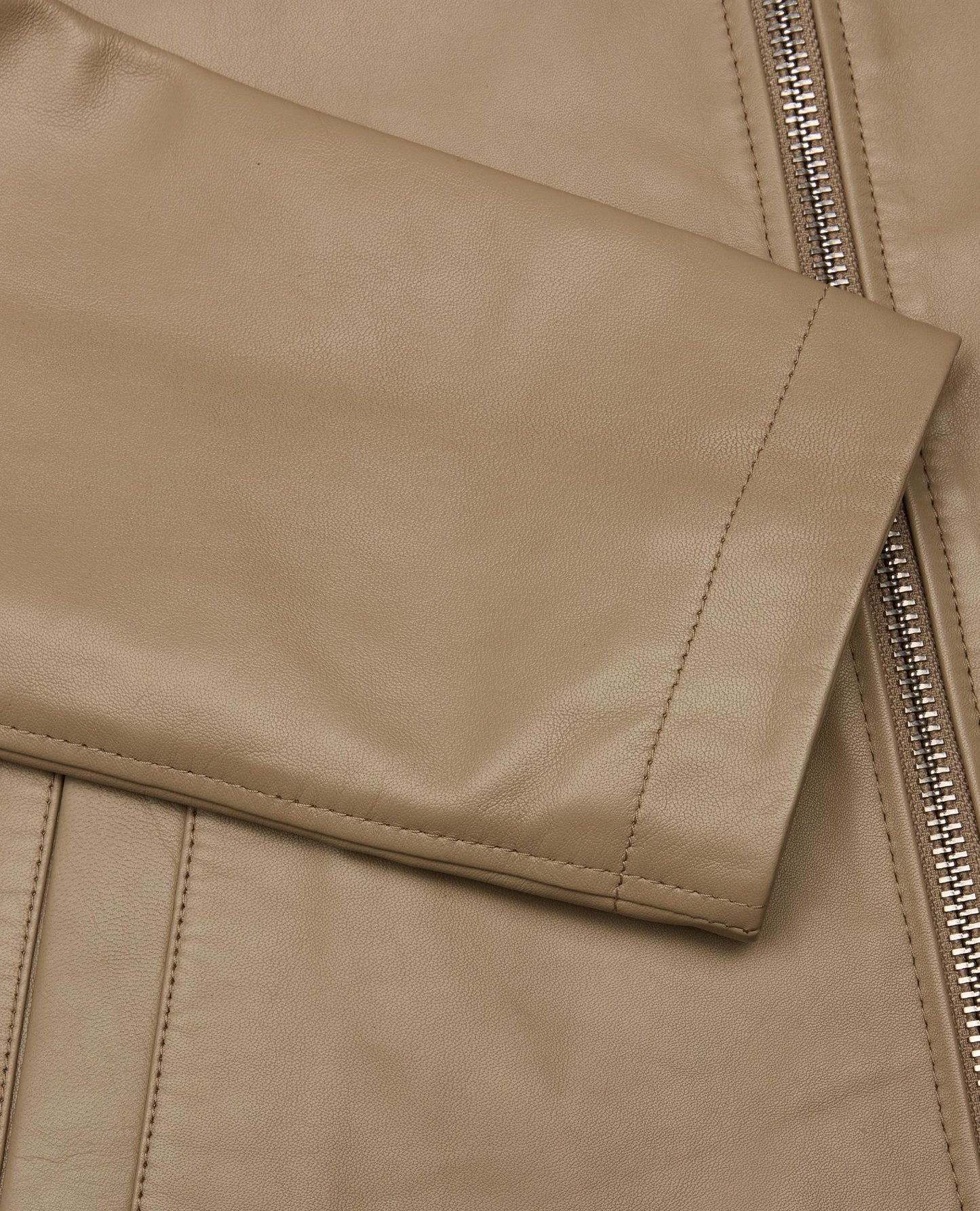 SHORT LEATHER JACKET . KHAKI