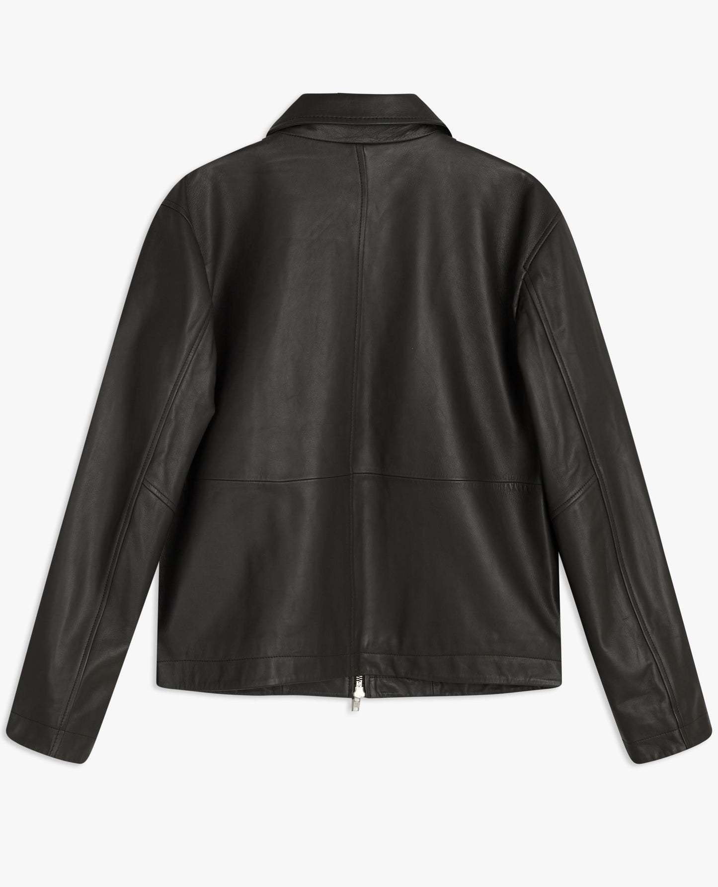 SHORT LEATHER JACKET . GREY